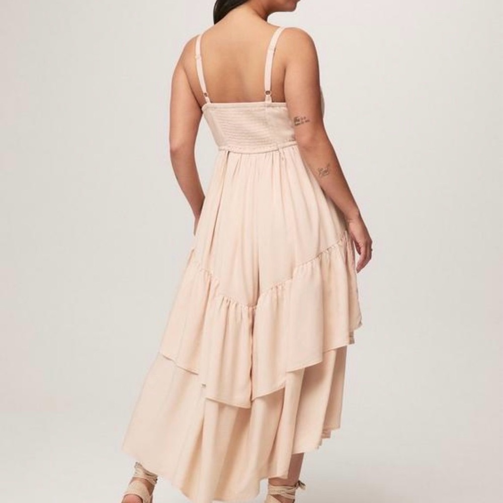 torrid  festi Cream Midi Dress with Pink Floral Embroidery size 3 - Picture 3 of 6
